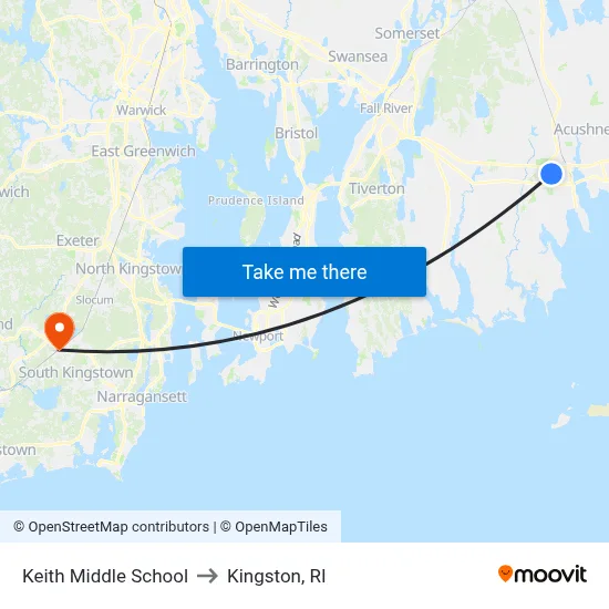 Keith Middle School to Kingston, RI map