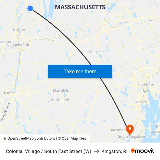 Colonial Village / South East Street (W) to Kingston, RI map