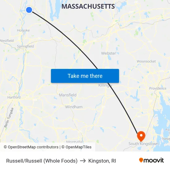Russell/Russell (Whole Foods) to Kingston, RI map