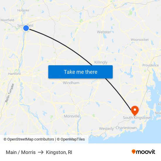 Main / Morris to Kingston, RI map