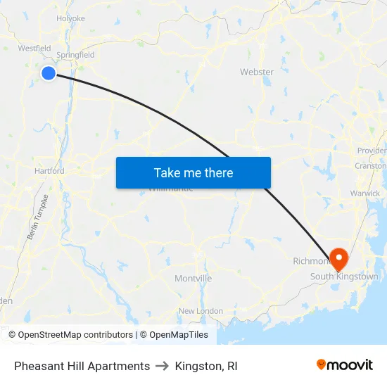 Pheasant Hill Apartments to Kingston, RI map