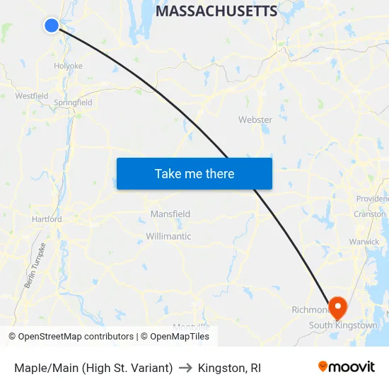 Maple/Main (High St. Variant) to Kingston, RI map