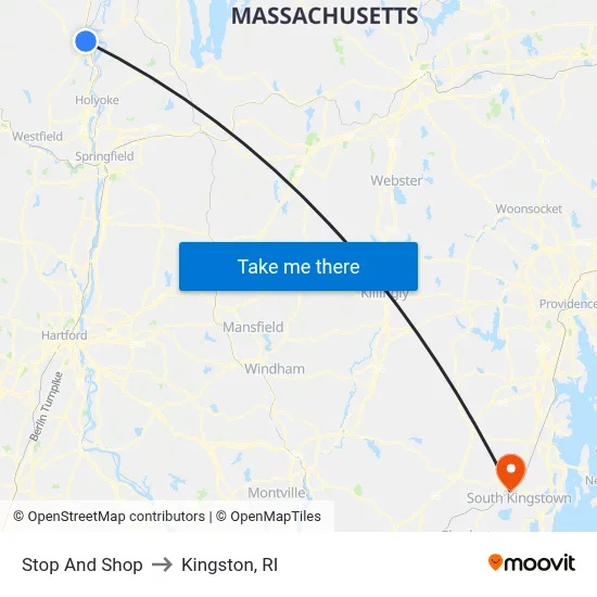 Stop And Shop to Kingston, RI map