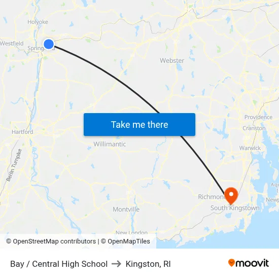 Bay / Central High School to Kingston, RI map