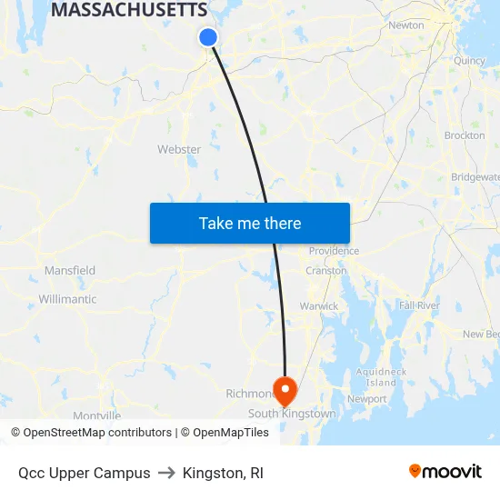 Qcc Upper Campus to Kingston, RI map