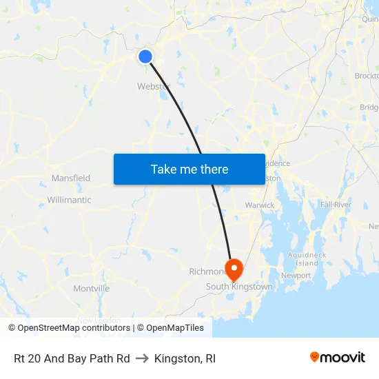 Rt 20 And Bay Path Rd to Kingston, RI map