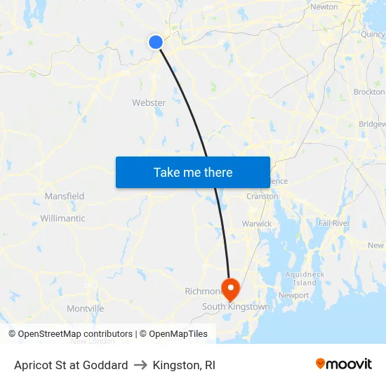 Apricot St at Goddard to Kingston, RI map