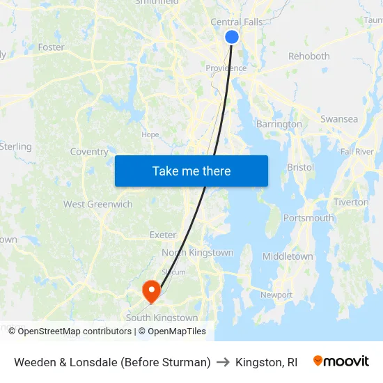 Weeden & Lonsdale (Before Sturman) to Kingston, RI map