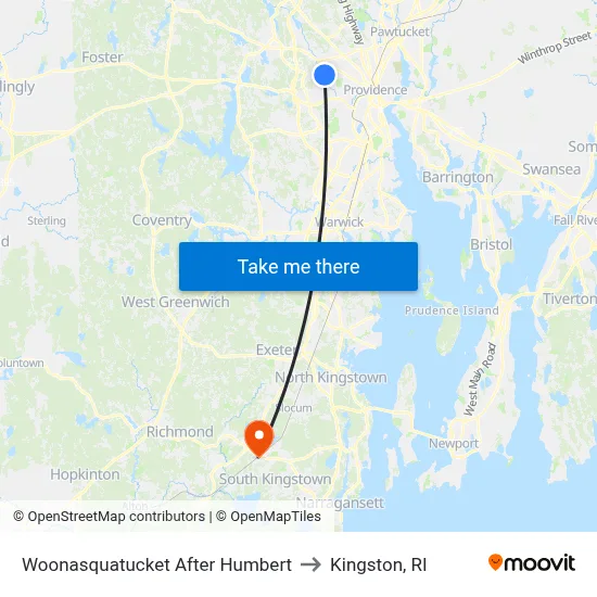Woonasquatucket After Humbert to Kingston, RI map