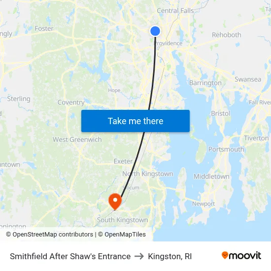 Smithfield After Shaw's Entrance to Kingston, RI map