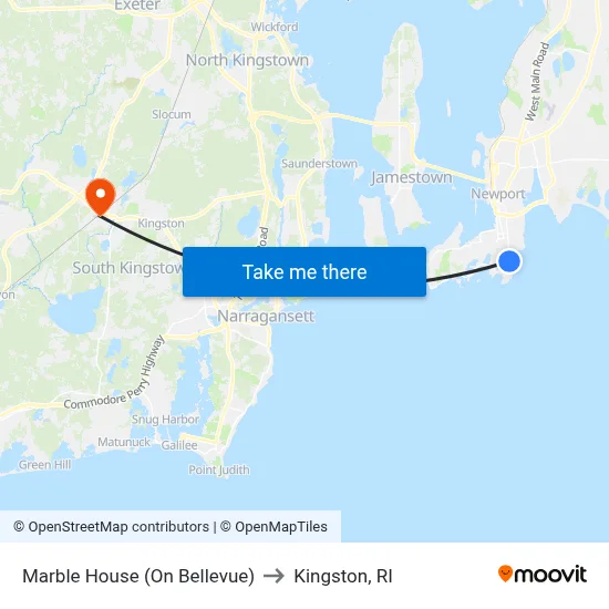 Marble House (On Bellevue) to Kingston, RI map
