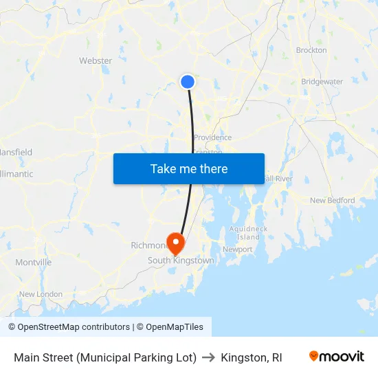 Main Street (Municipal Parking Lot) to Kingston, RI map