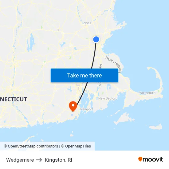 Wedgemere to Kingston, RI map