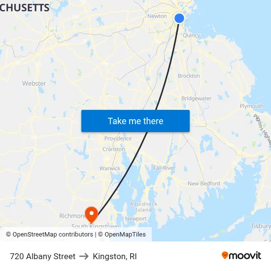 720 Albany Street to Kingston, RI map