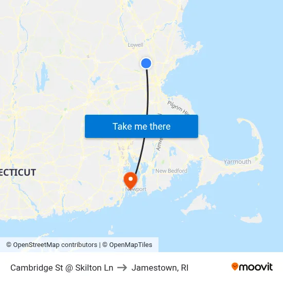 Cambridge St @ Skilton Ln to Jamestown, RI map