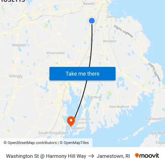 Washington St @ Harmony Hill Way to Jamestown, RI map