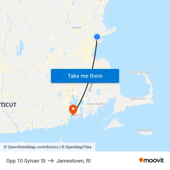 Opp 10 Sylvan St to Jamestown, RI map