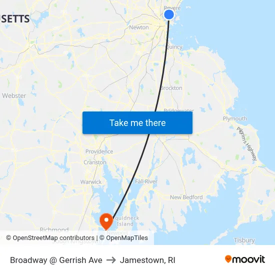 Broadway @ Gerrish Ave to Jamestown, RI map