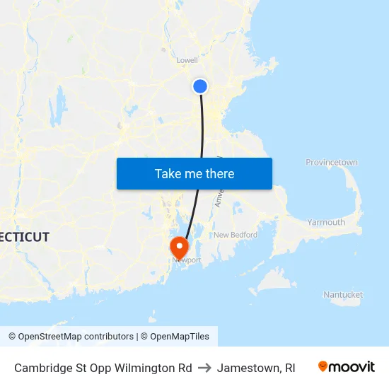 Cambridge St Opp Wilmington Rd to Jamestown, RI map
