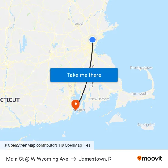 Main St @ W Wyoming Ave to Jamestown, RI map