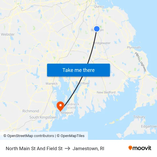 North Main St And Field St to Jamestown, RI map
