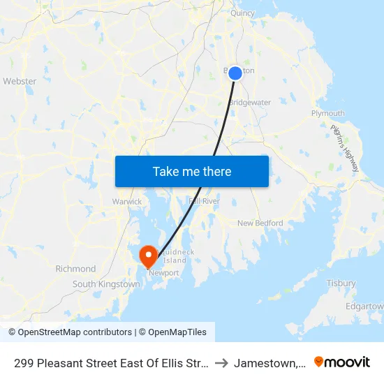 299 Pleasant Street East Of Ellis Street to Jamestown, RI map
