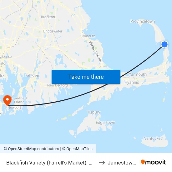 Blackfish Variety (Farrell's Market), Wellfleet to Jamestown, RI map