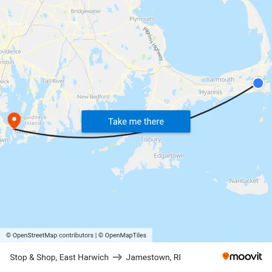 Stop & Shop, East Harwich to Jamestown, RI map