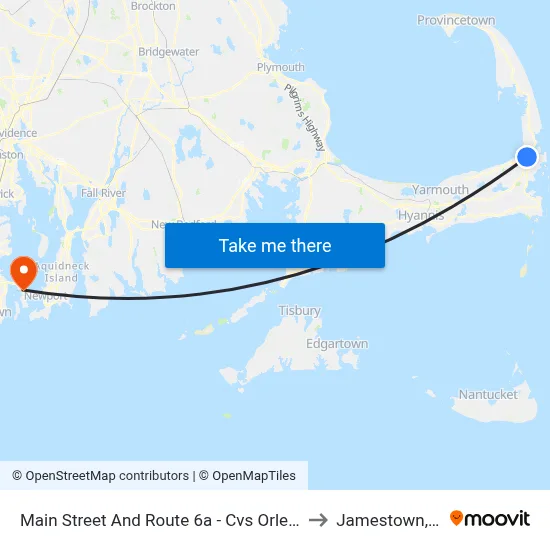 Main Street And Route 6a - Cvs Orleans to Jamestown, RI map