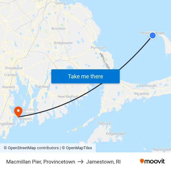 Macmillan Pier, Provincetown to Jamestown, RI map