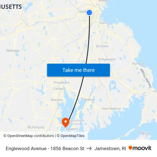 Englewood Avenue - 1856 Beacon St to Jamestown, RI map