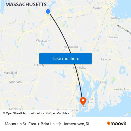 Mountain St. East + Briar Ln to Jamestown, RI map