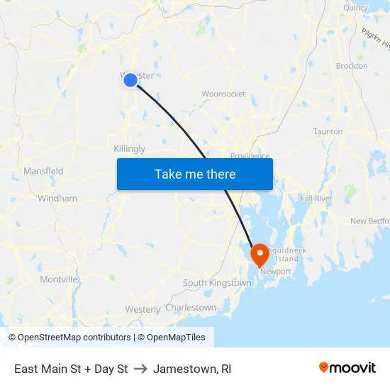 East Main St + Day St to Jamestown, RI map
