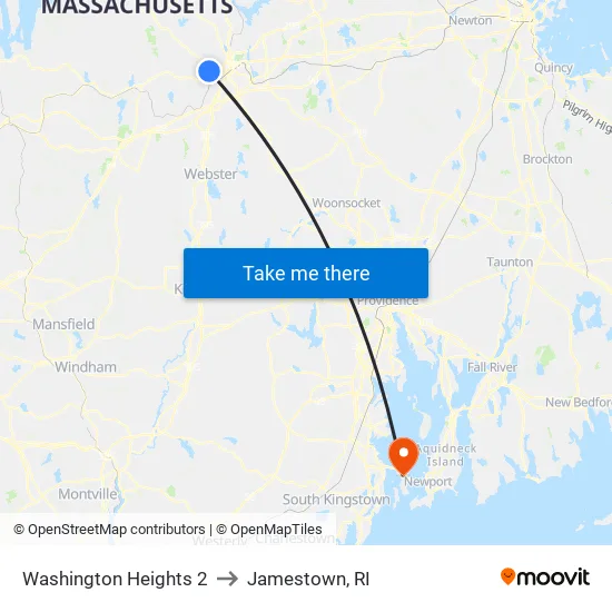 Outlook Dr at Swan Ave to Jamestown, RI map
