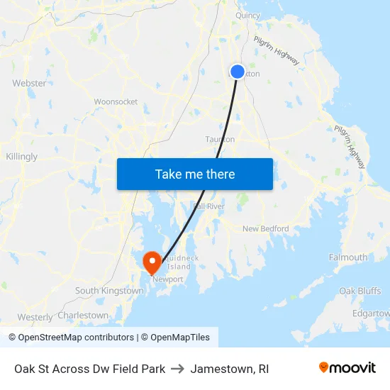 Oak St Across Dw Field Park to Jamestown, RI map