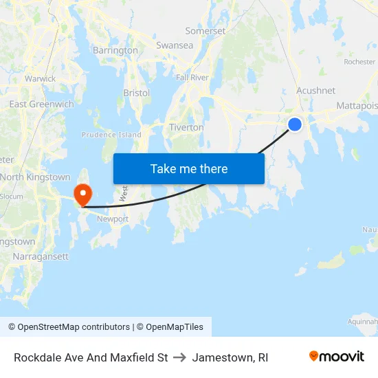 Rockdale Ave And Maxfield St to Jamestown, RI map