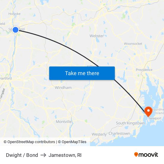 Dwight / Bond to Jamestown, RI map