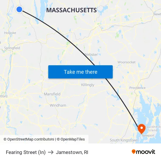 Fearing Street (In) to Jamestown, RI map
