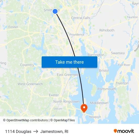 1114 Douglas to Jamestown, RI map