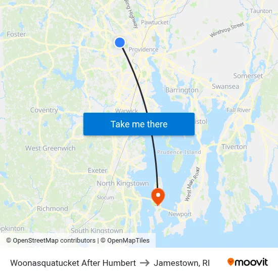 Woonasquatucket After Humbert to Jamestown, RI map