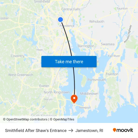 Smithfield After Shaw's Entrance to Jamestown, RI map