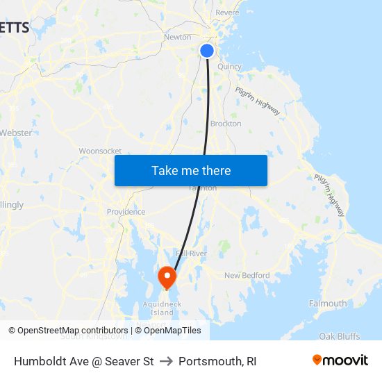 Humboldt Ave @ Seaver St to Portsmouth, RI map