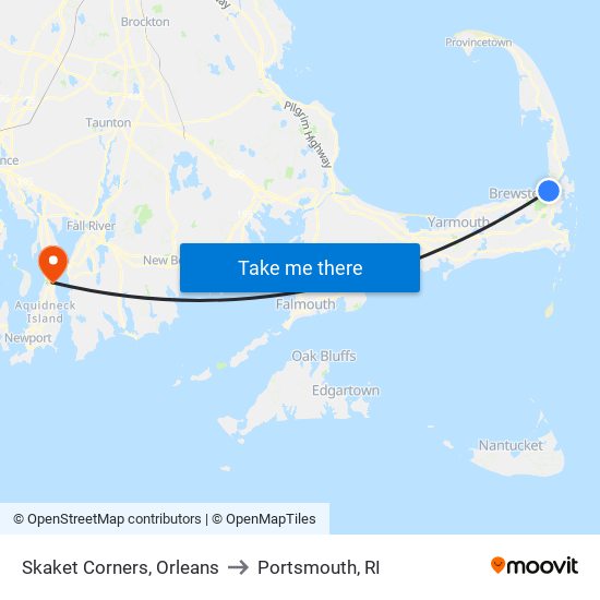 Skaket Corners, Orleans to Portsmouth, RI map