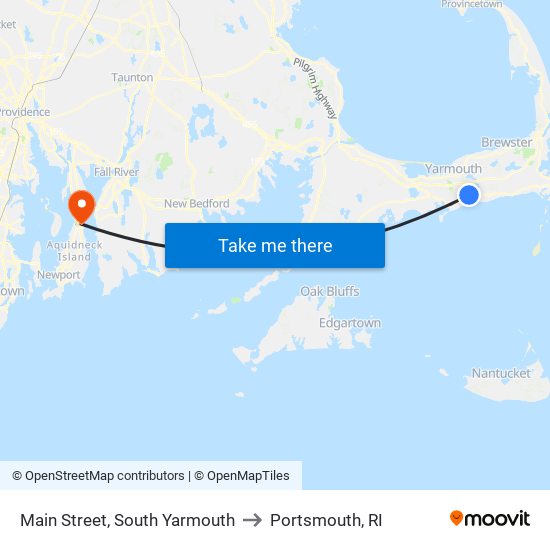 Main Street, South Yarmouth to Portsmouth, RI map