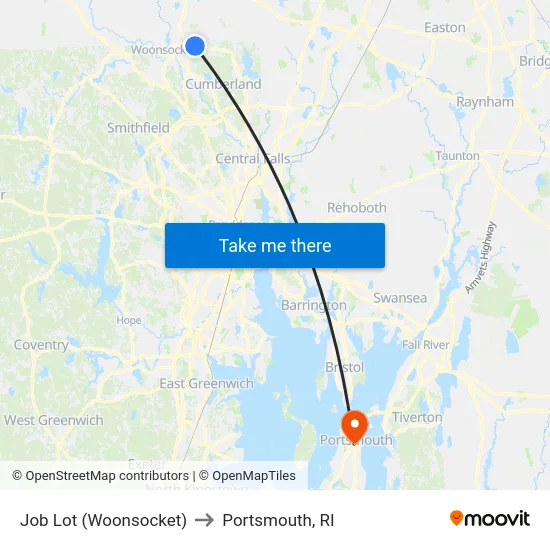 Job Lot (Woonsocket) to Portsmouth, RI map