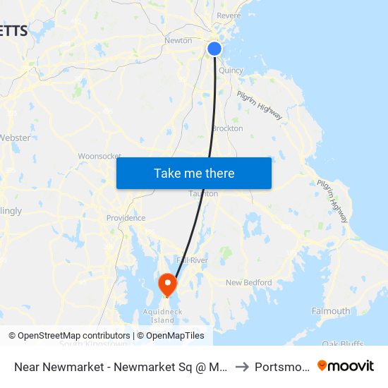 Near Newmarket - Newmarket Sq @ Massachusetts Ave to Portsmouth, RI map