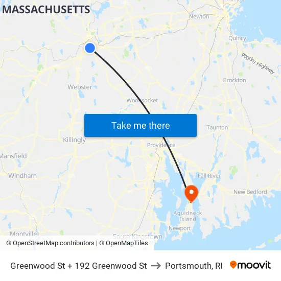 Greenwood St at 192 Greenwood to Portsmouth, RI map