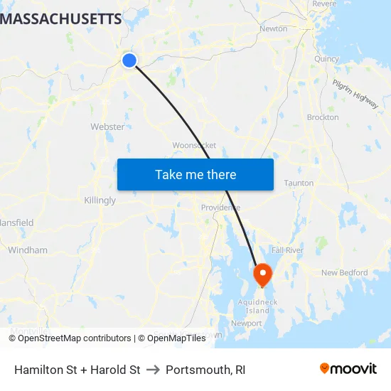 Hamilton St + Harold St to Portsmouth, RI map