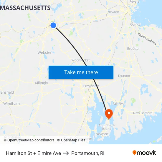 Hamilton St + Elmire Ave to Portsmouth, RI map
