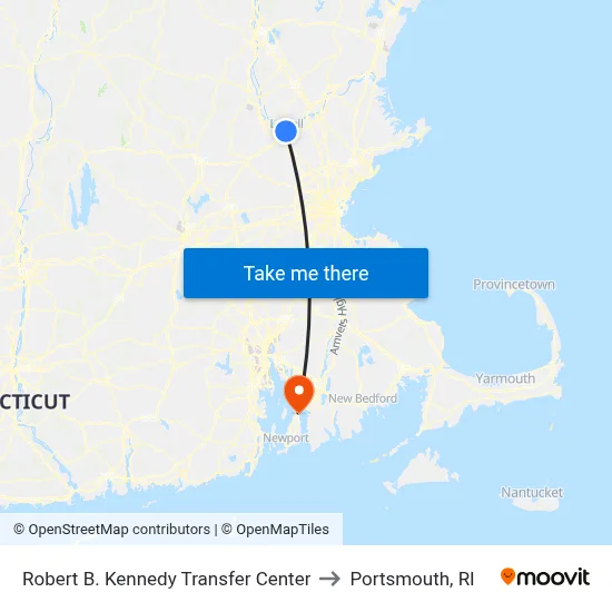 Robert B. Kennedy Transfer Center to Portsmouth, RI map